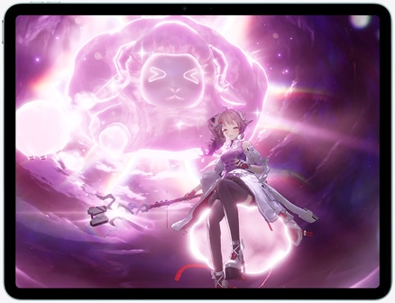 iPad Air, преден екстериор, показващ сцена от геймплея на екшън играта Control