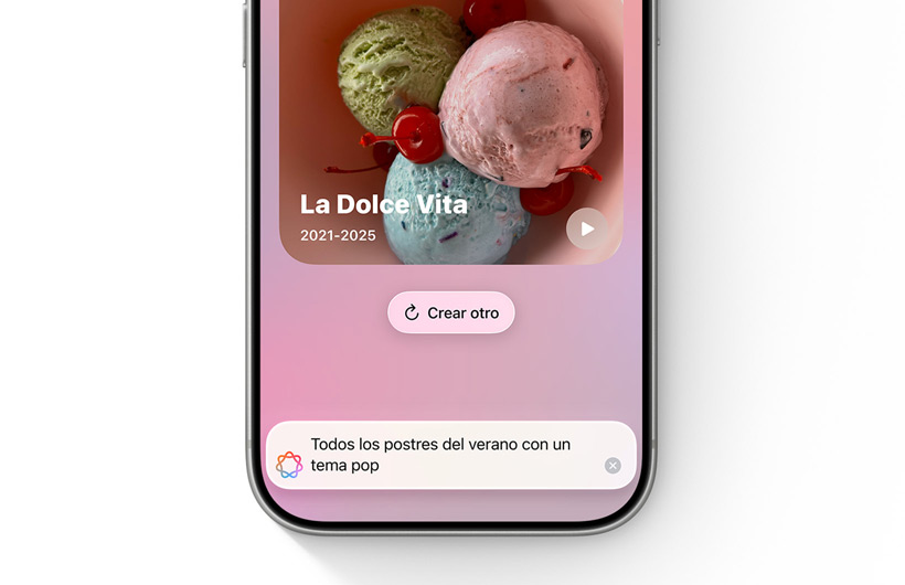 Portada de un vídeo de recuerdos creado a partir de la descripción introducida en el campo de texto de la app Fotos