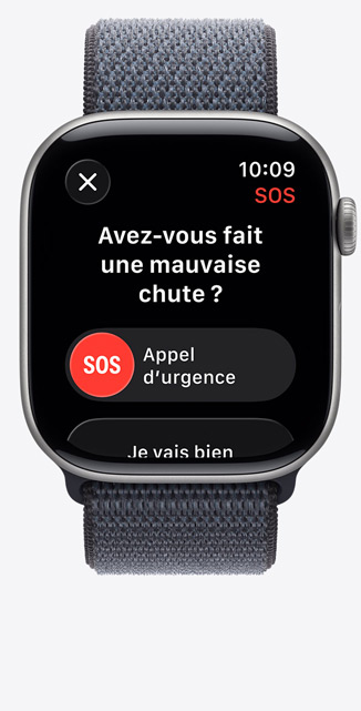 Apple Watch Series 11, aluminum case, space gray color, hard fall notification, emergency call option, Sport Loop, anchor blue color