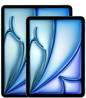 Prikaz 13-inčnog iPada Air i 11-inčnog iPada Air sprijeda uz naglašavanje razlike u veličini.