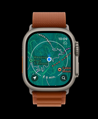 Apple Watch Ultra 3, natural colour, titanium case, offline map, upcoming directions, band, terra cotta Alpine Loop