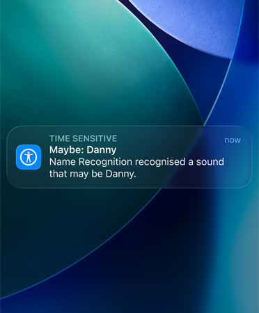 Sound Recognition and Name Recognition features in use, identifying a sound
