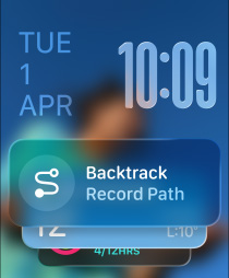 Three Apple Watch models, centre in Natural colour, face shows Smart Stack with Backtrack widget, right in Jet Black, face shows Workout screen, left in Rose Gold, face with Sleep score
