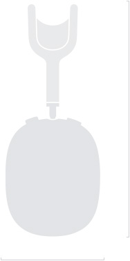 Illustration silhouette of AirPods Max 2, side exterior, 83.4mm depth, 187.3mm height