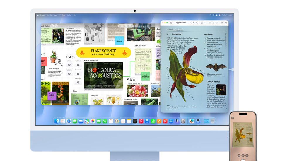 An iMac and an iPhone displaying vibrant content.