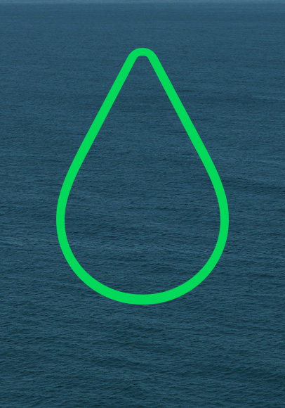 Oppervlak van de oceaan, groen waterdruppel-symbool