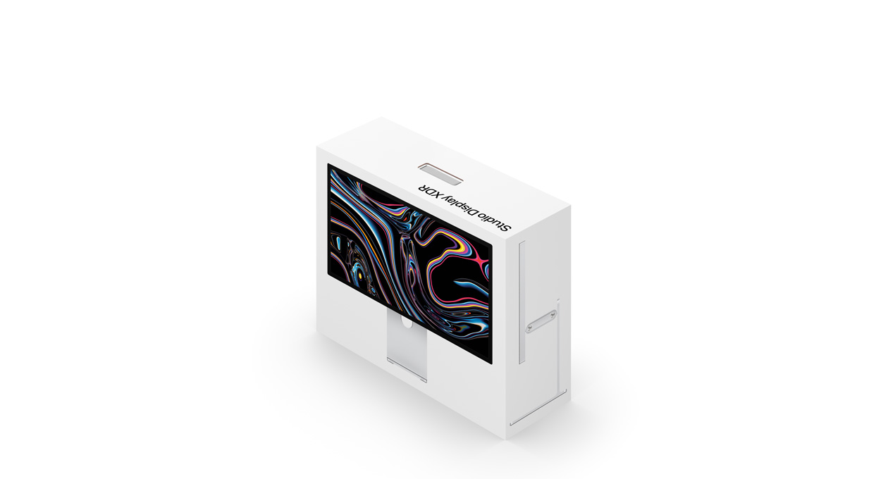 Verpakking van Studio Display XDR, wit, productafbeelding op de buitenkant