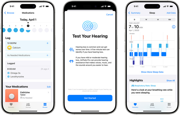 iPhone يعرض تطبيق صحة السمع.