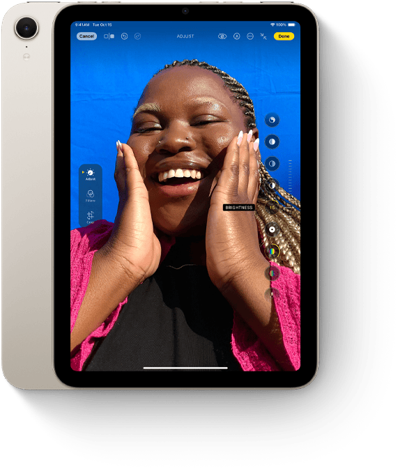 iPad mini na vertical com a app Fotografias.