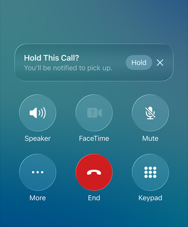 Programa telefone, rodanti naudojamą sulaikymo pagalbos funkciją