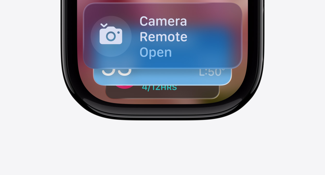 Peilimusta Apple Watch ilman ranneketta, kellotaulussa näkyy älykkään pinon ehdotuksen ilmaisin