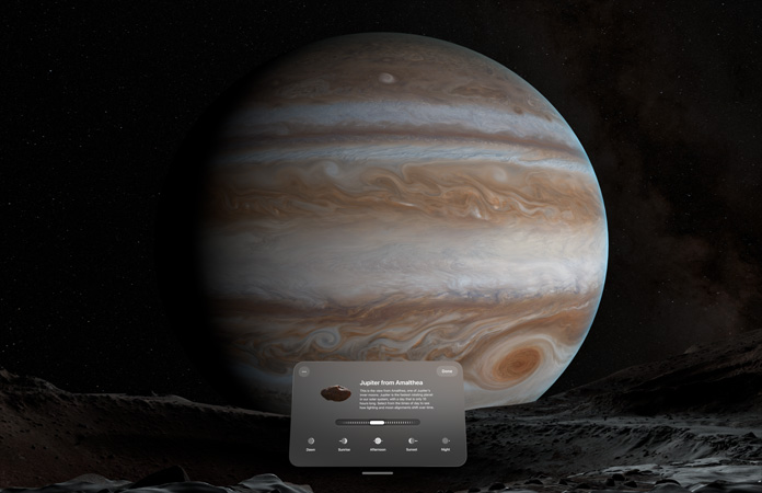 Apple Vision Pro Environment of Jupiter in partial darkness